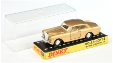 Dinky Toys 127 Rolls Royce Silver Cloud - Gold body, white interior, bare metal base, chrome trim...