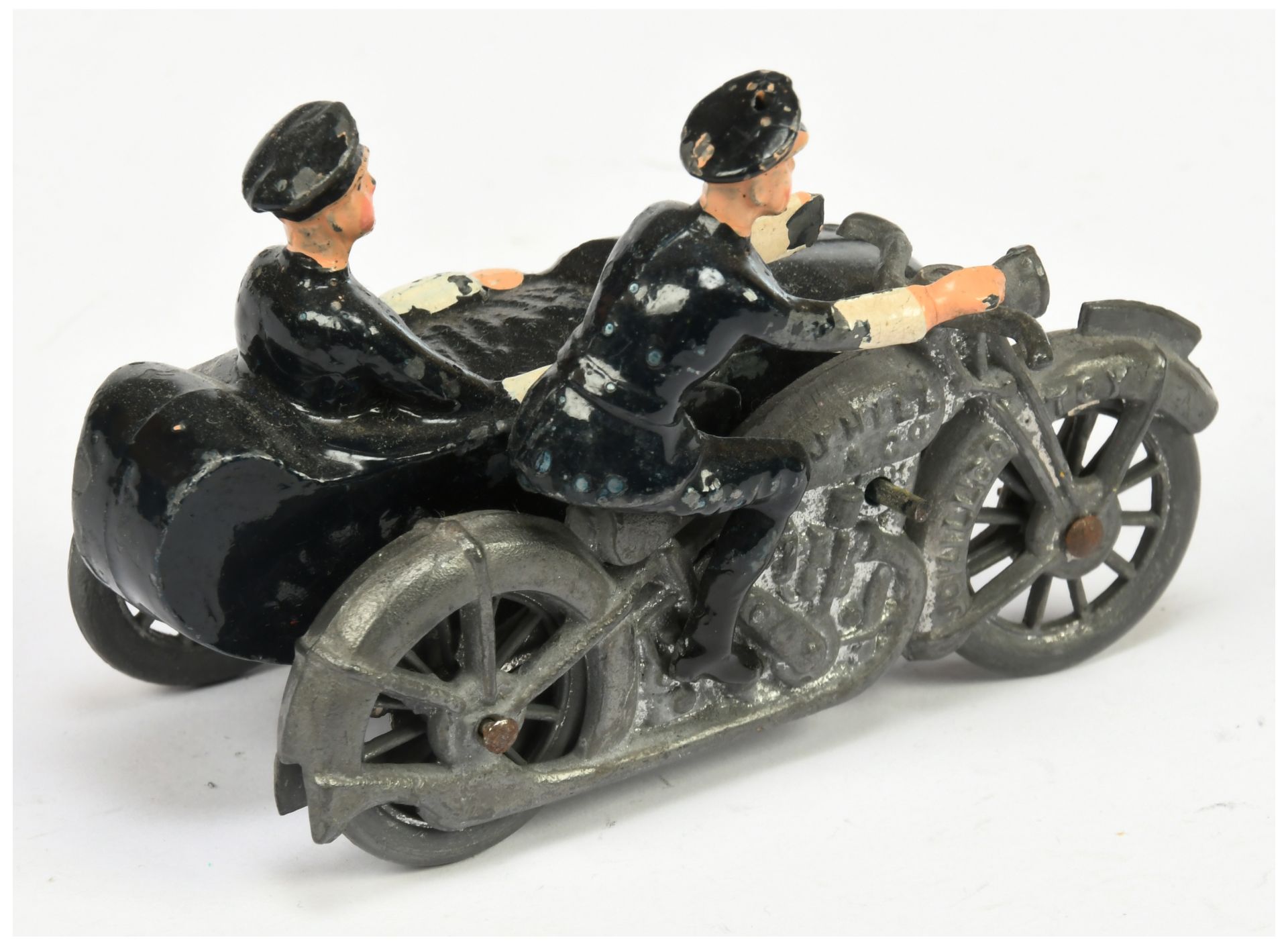 Johillco "Police" Motorcycle And Sidecar - Dark Blue sidecar and figures with white trim, bare me... - Bild 2 aus 2