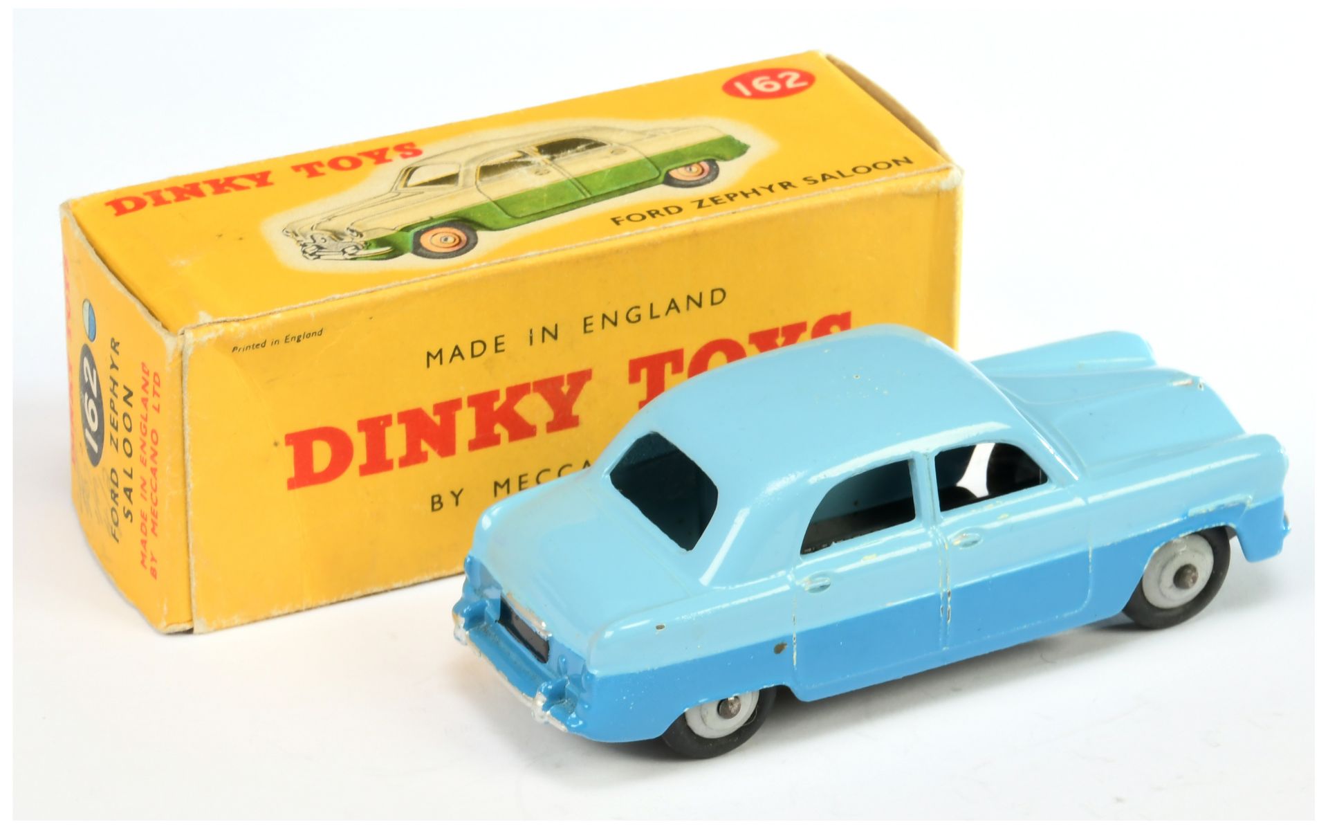 Dinky Toys 162 Ford Zephyr Saloon - Two--Tone blue body, grey rigid hubs and silver trim  - Image 2 of 2