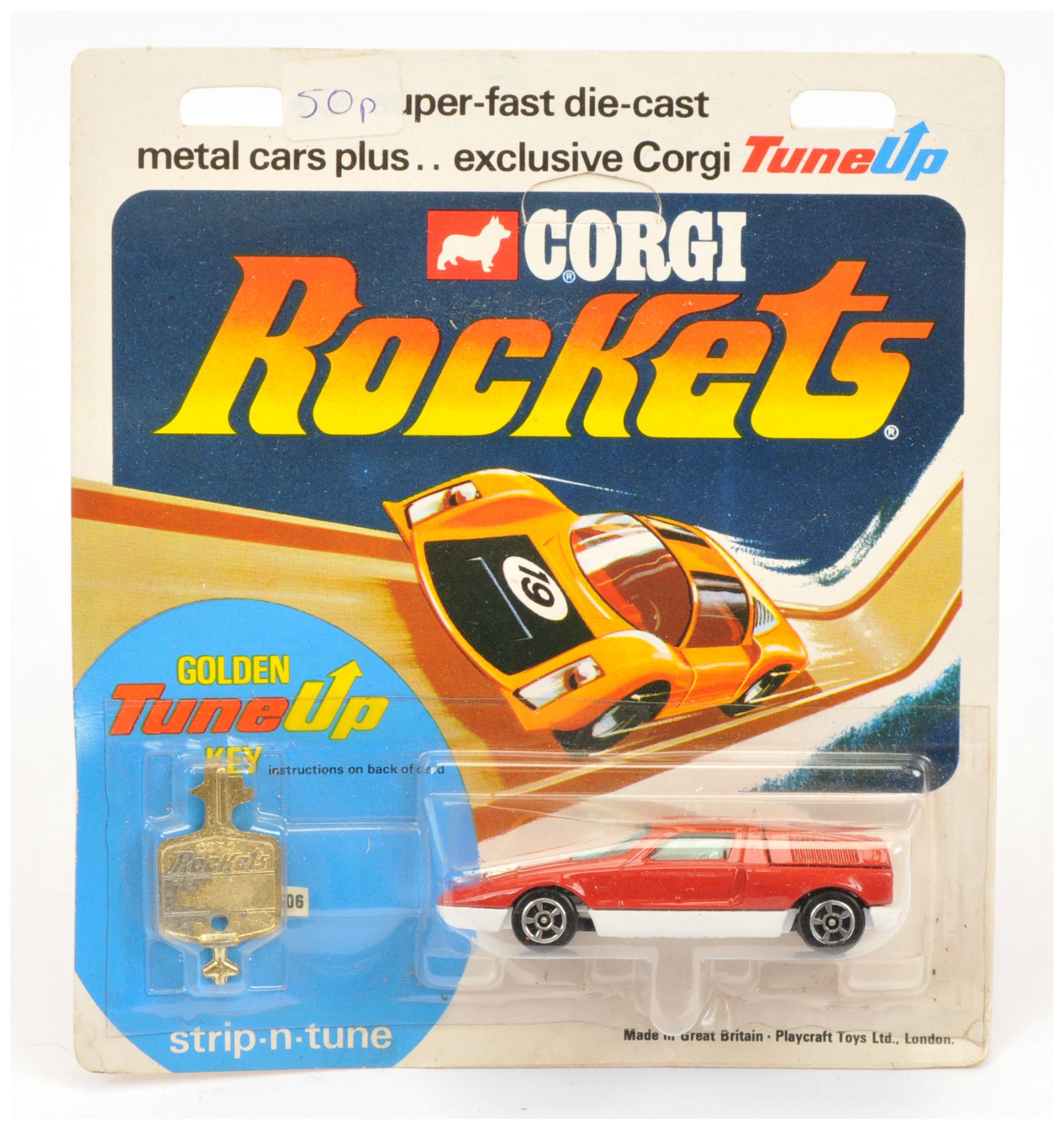 Corgi Toys Rockets D909 Mercedes C111 - Red Body, white base, chrome interior, blue windows with ...