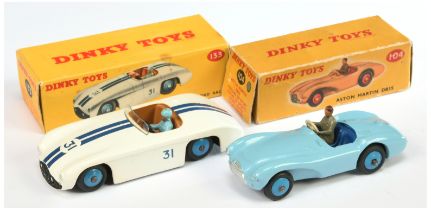 Dinky Toys 104 Aston Martin DB3S - Light blue body, mid-blue rigid hubs, dark blue interior with ...