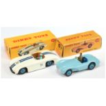 Dinky Toys 104 Aston Martin DB3S - Light blue body, mid-blue rigid hubs, dark blue interior with ...