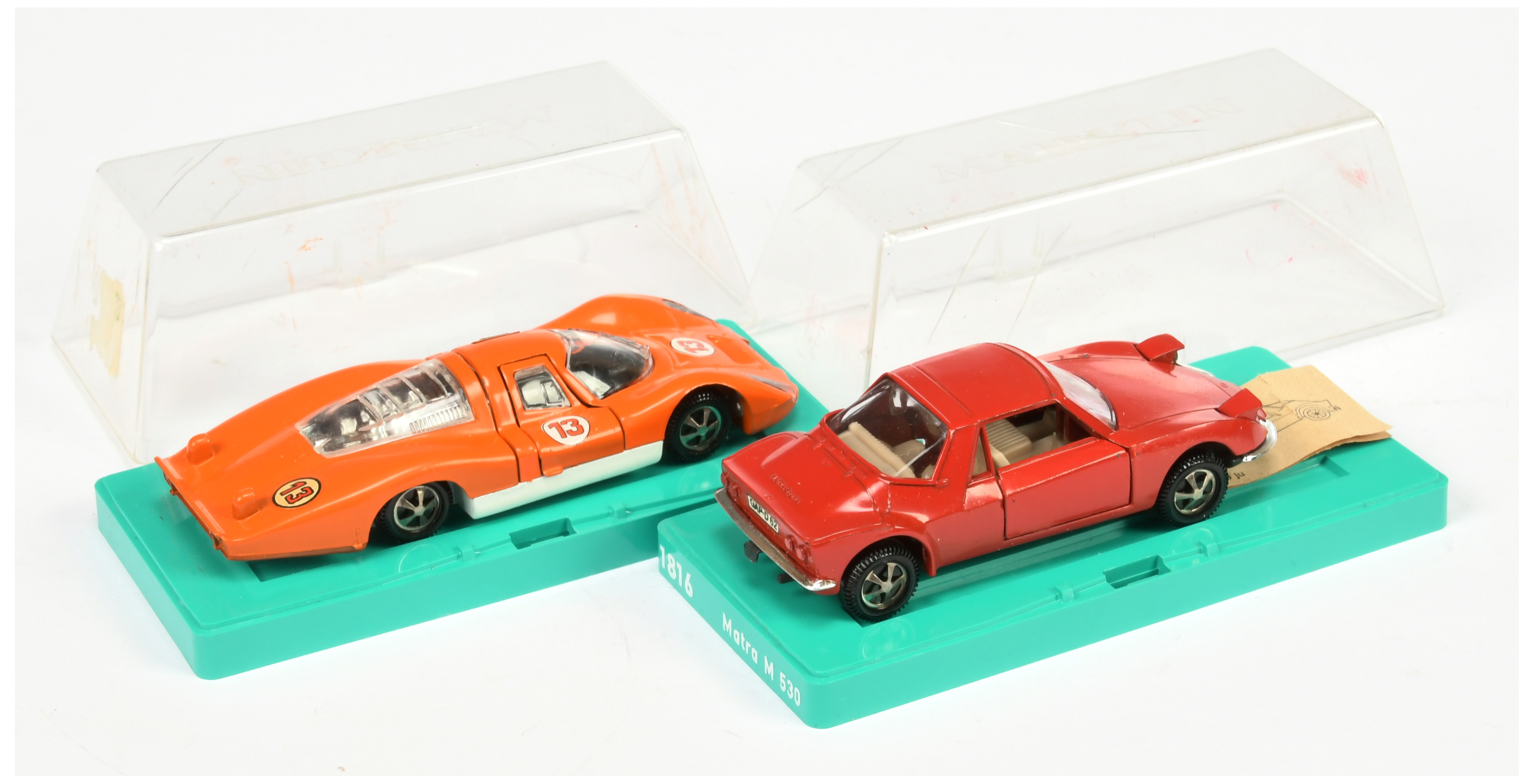 Marklin A Pair (1) 1815 Porsche 907 - Orange, white base, Racing No.13 and (2) 1816 Matra M530 - ... - Image 2 of 2