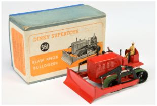Dinky toys 561 Blaw knox Bulldozer - Red including blade, black rollers with green rubber tracks,...