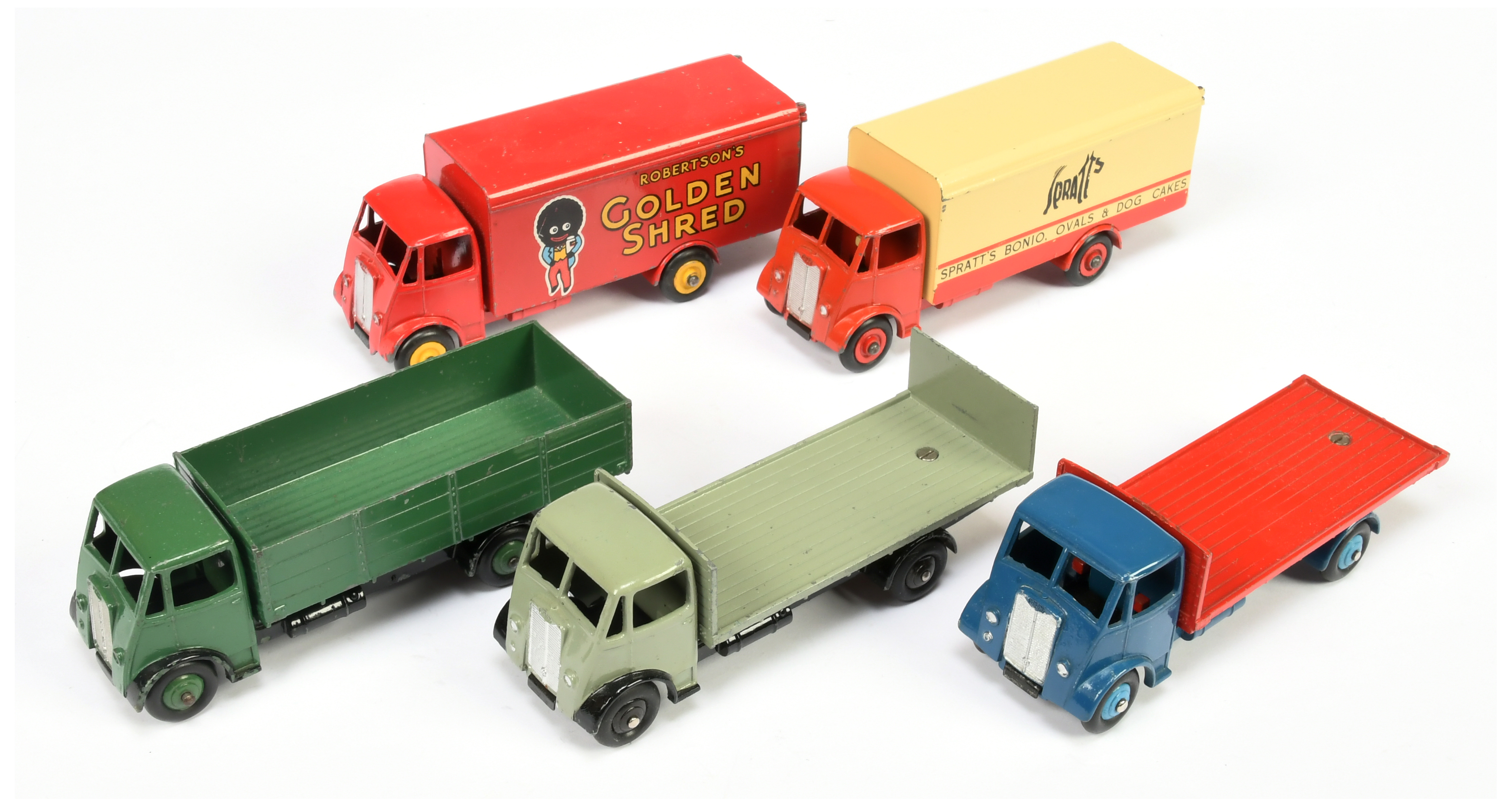 Dinky Toys Guy (type 1 & 2) Unboxed Group  To Include "Spratt's" Van,  Flat Bed With Tailboard, 4...