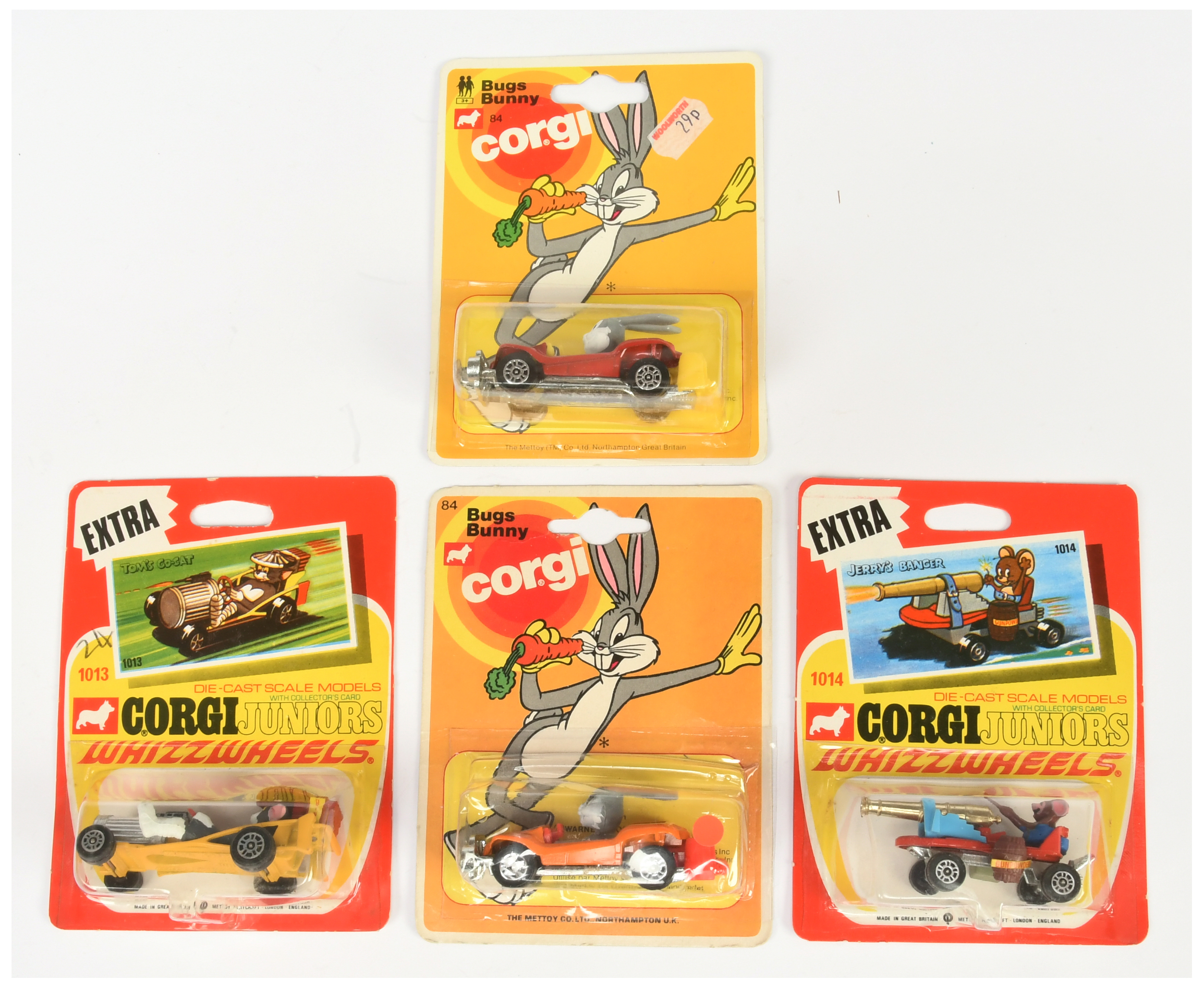 Corgi Juniors Group Of 4 To Include (1) 84 "Bugs Bunny" Car - Orange Body with fluorescent plasti...