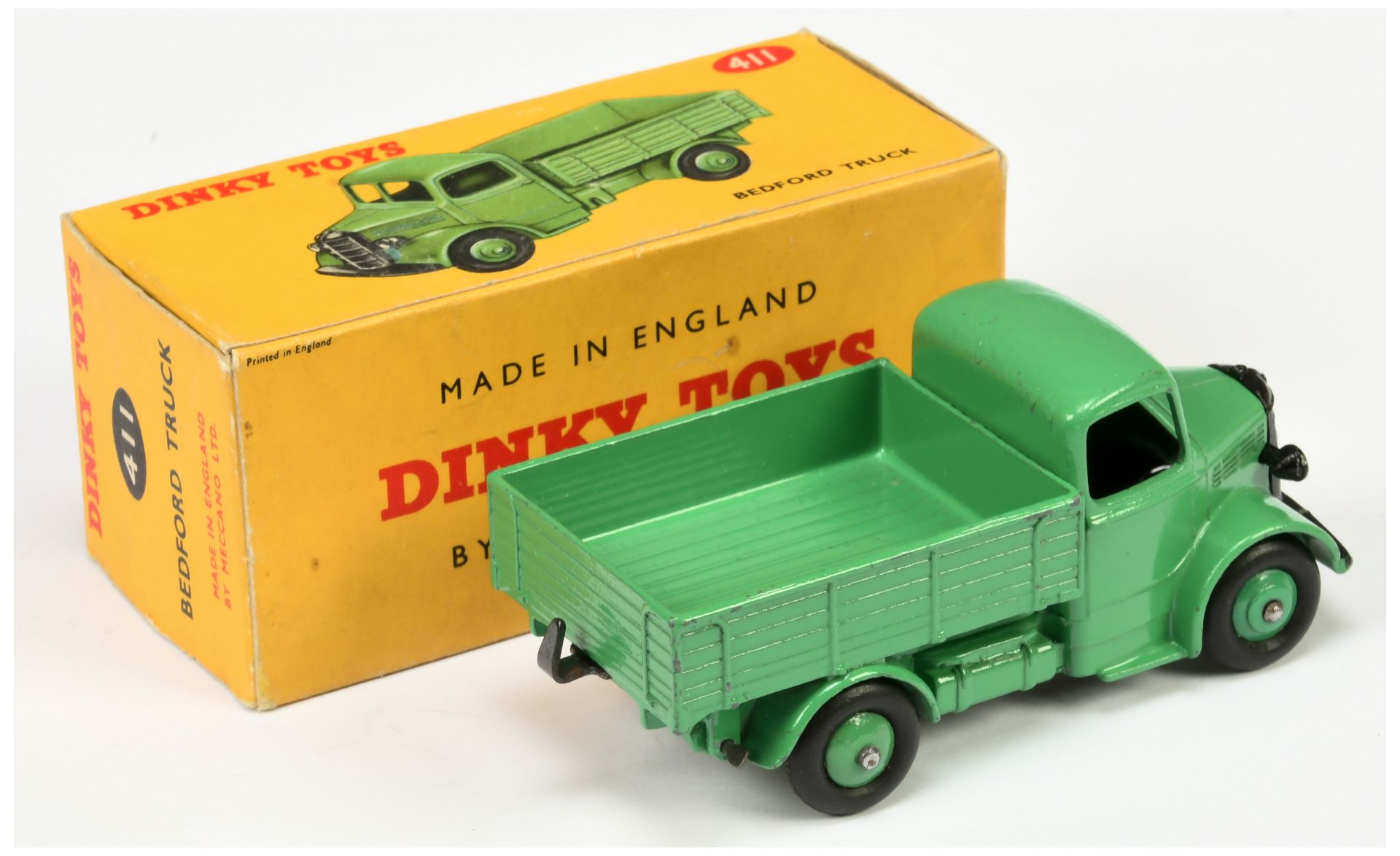 Dinky Toys 411 Bedford Open back truck  - Mid-green Body, chassis, back and rigid hubs with smoot... - Bild 2 aus 2