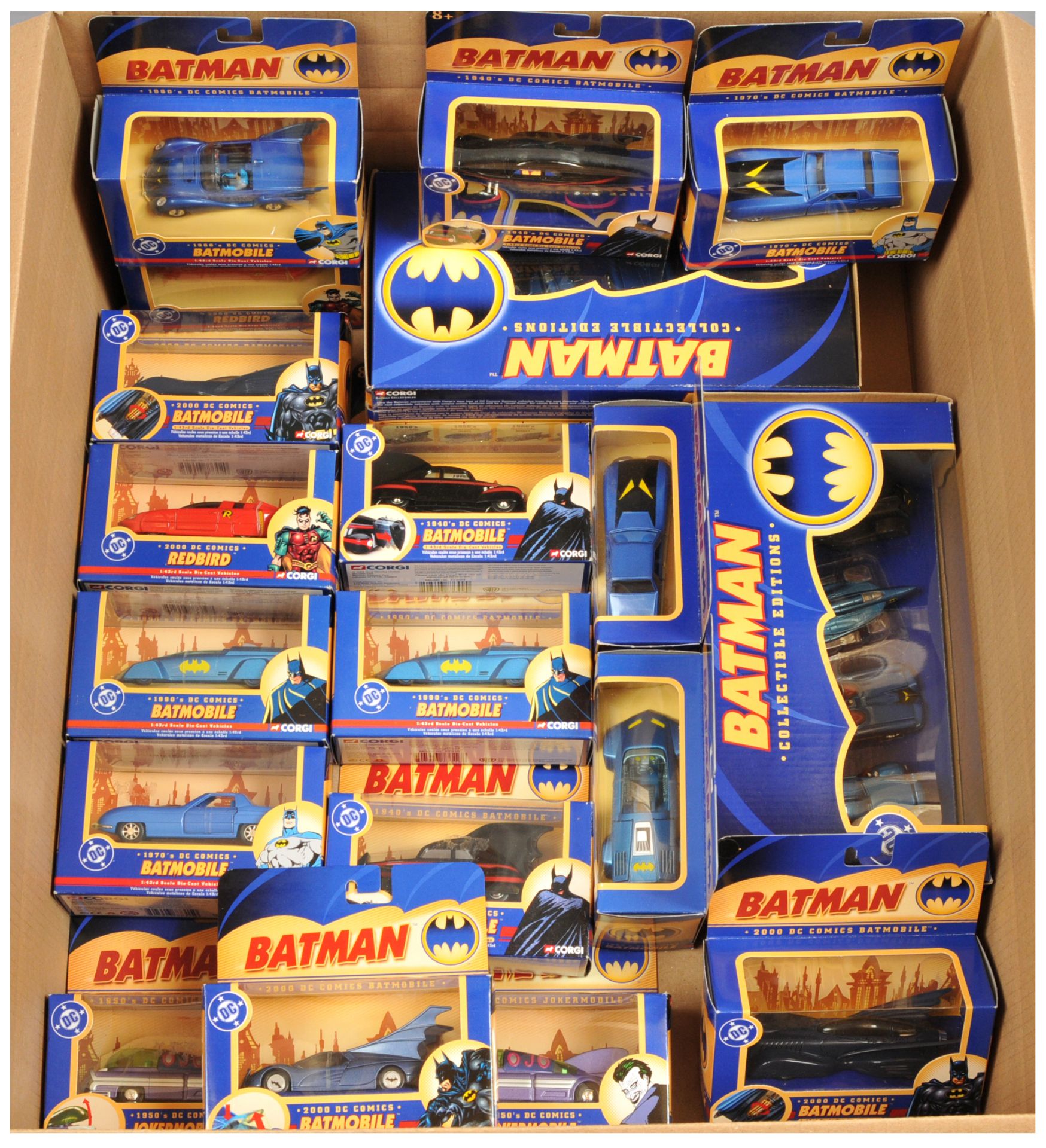 Corgi "Batman" Group Of 19 To include - Redbird, 1970's Batmobile, Jokermobile plus others includ...