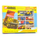 Corgi Toys Juniors 3024 "Road Construction"  Gift Set To Include 7 Pieces - Ford Low-Loader, Skip...