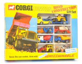 Corgi Toys Juniors 3024 "Road Construction"  Gift Set To Include 7 Pieces - Ford Low-Loader, Skip...