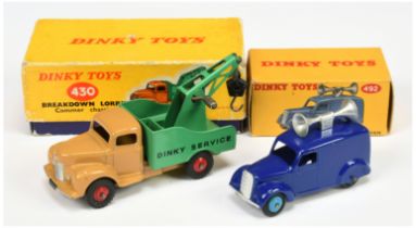 Dinky Toys 430 Commer Breakdown Lorry -  Tan cab and chassis, green back and jib with hook, silve...