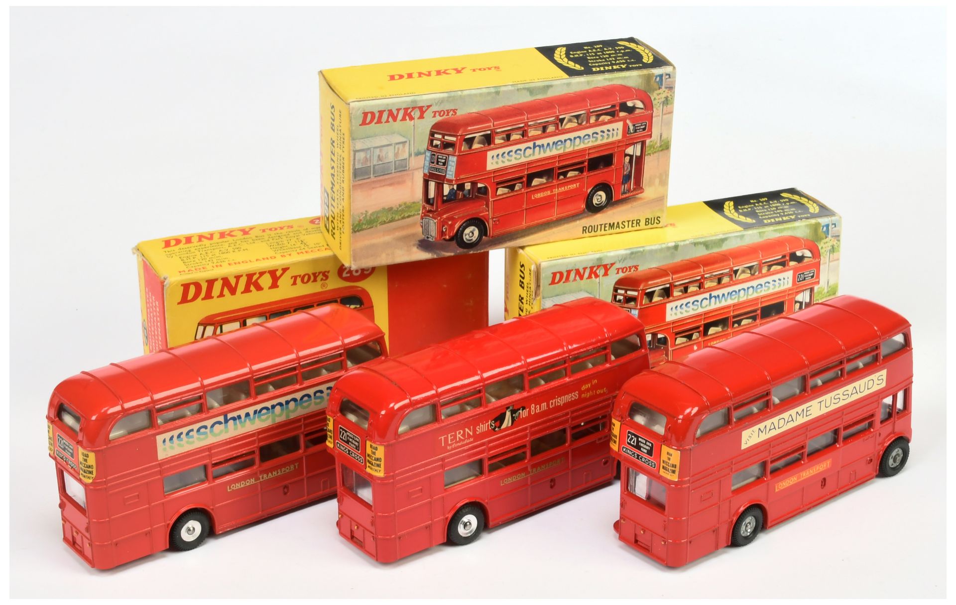 Dinky Toys 289 "London Transport" Routemaster Bus Group Of 3 - (1) "Tern Shirts" - Red body, ivor... - Bild 2 aus 2