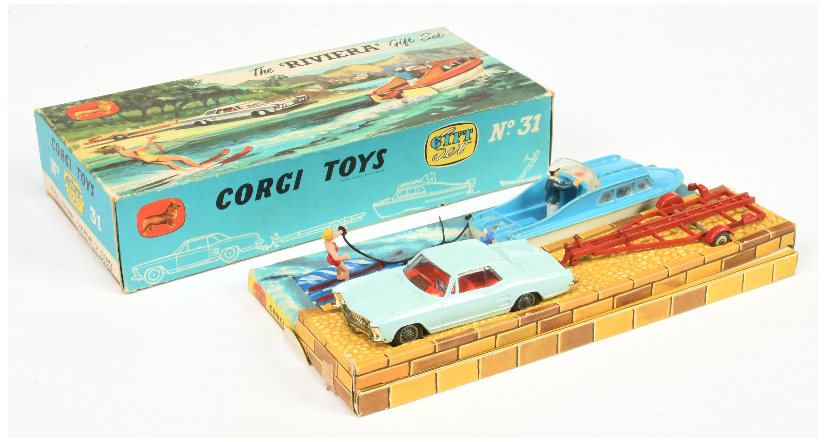 Corgi Toys GS31 "Riviera" Gift Set to include Buick Rivera - Light Blue, red interior, chrome tri... - Image 2 of 2