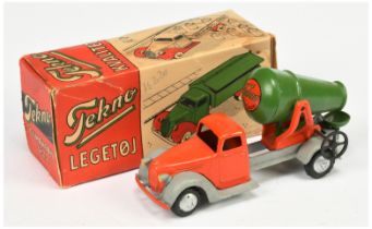 Tekno  422 Cement Mixer Truck - Orange cab and back, grey chassis, green mixer and chute, silver ...