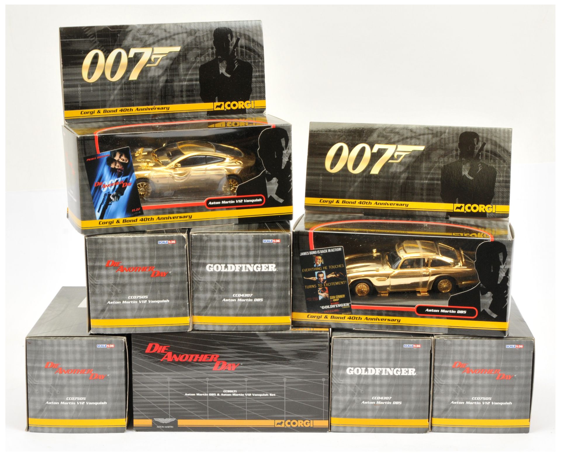 Corgi "James Bond" A Group Of  Gold Plated Aston Martin's To Include - CC99171 2-piece Gift Set, ...