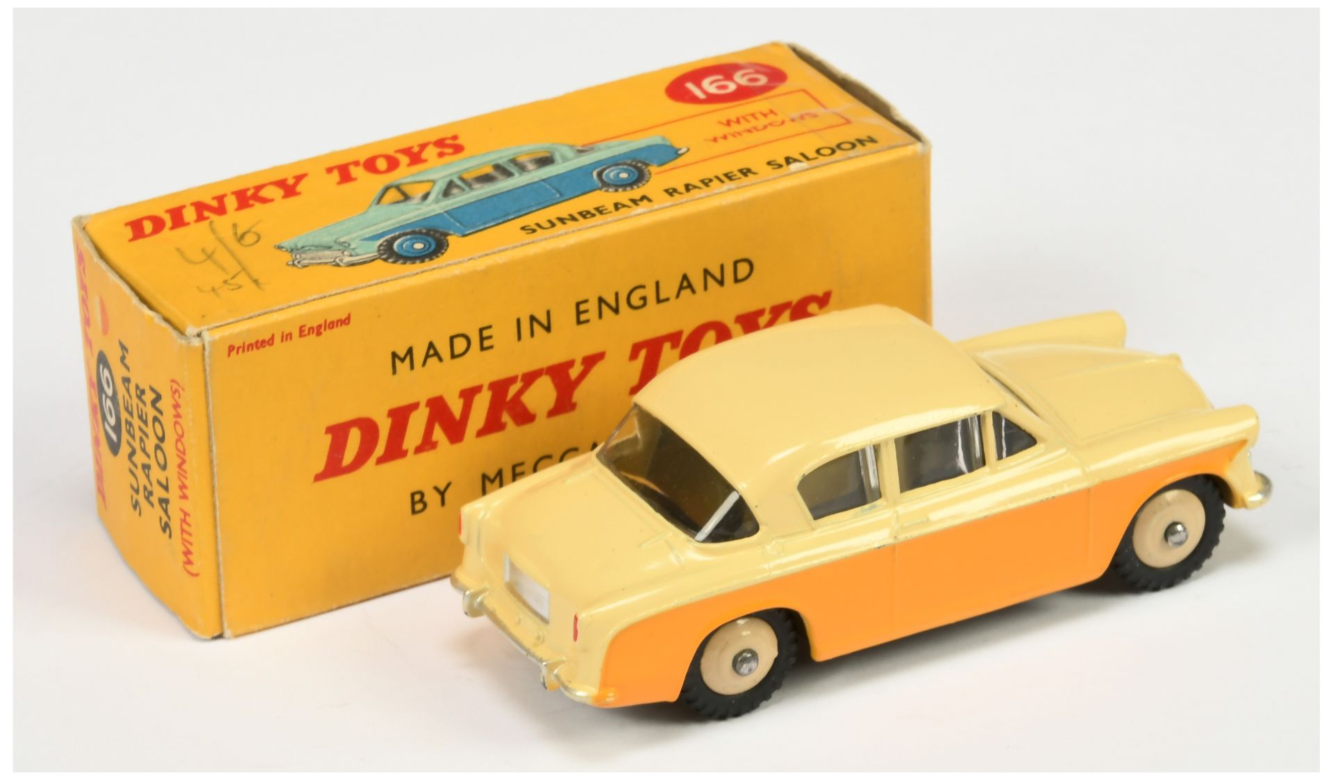 Dinky Toys 166 Sunbeam rapier Saloon - Two-Tone Cream and deep yellow, light beige hubs and silve... - Image 2 of 2