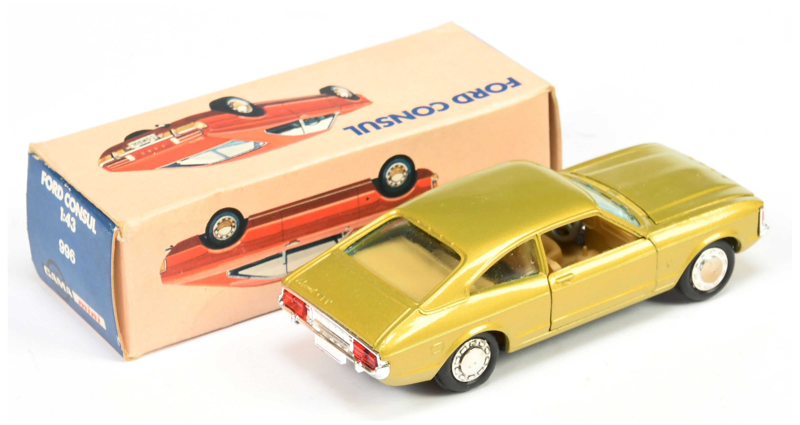 Gama 996 (1/43rd) Ford Consul Coupe - Metallic lime Green, beige interior, chrome bumpers and hubs - Image 2 of 2
