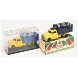 Vilmer 342 Cattle wagon A Pair - (1) yellow cab and chassis, dark blue stake back and hubs, chrom...