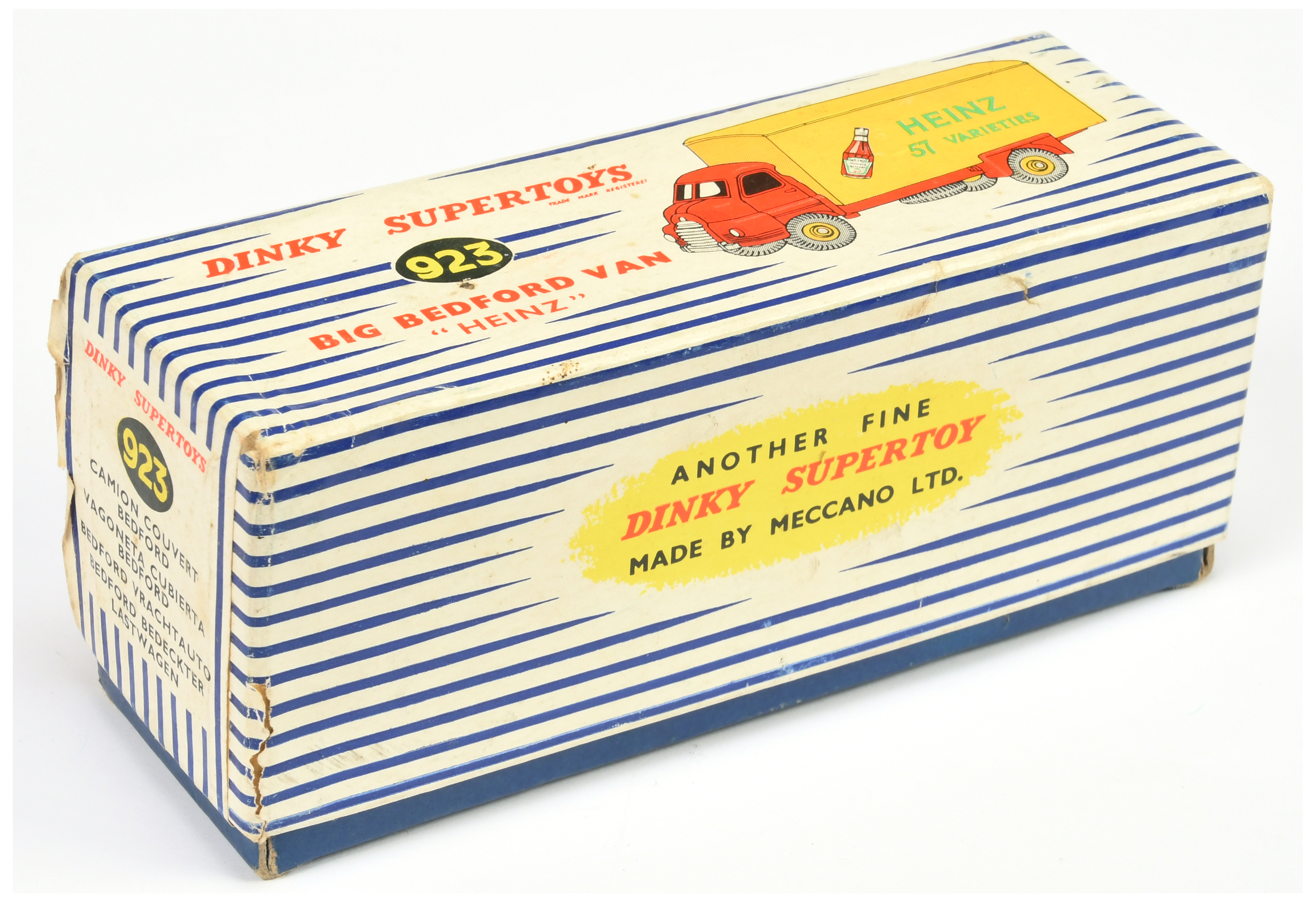 Dinky Toys Empty box - 923 Big Bedford "Heinz 57 Varieties" - Blue and white striped lift off lid...