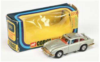 Corgi Toys 270 "James Bond" Aston Martin DB5 (2nd issue) - Silver-grey body, red interior with "J...