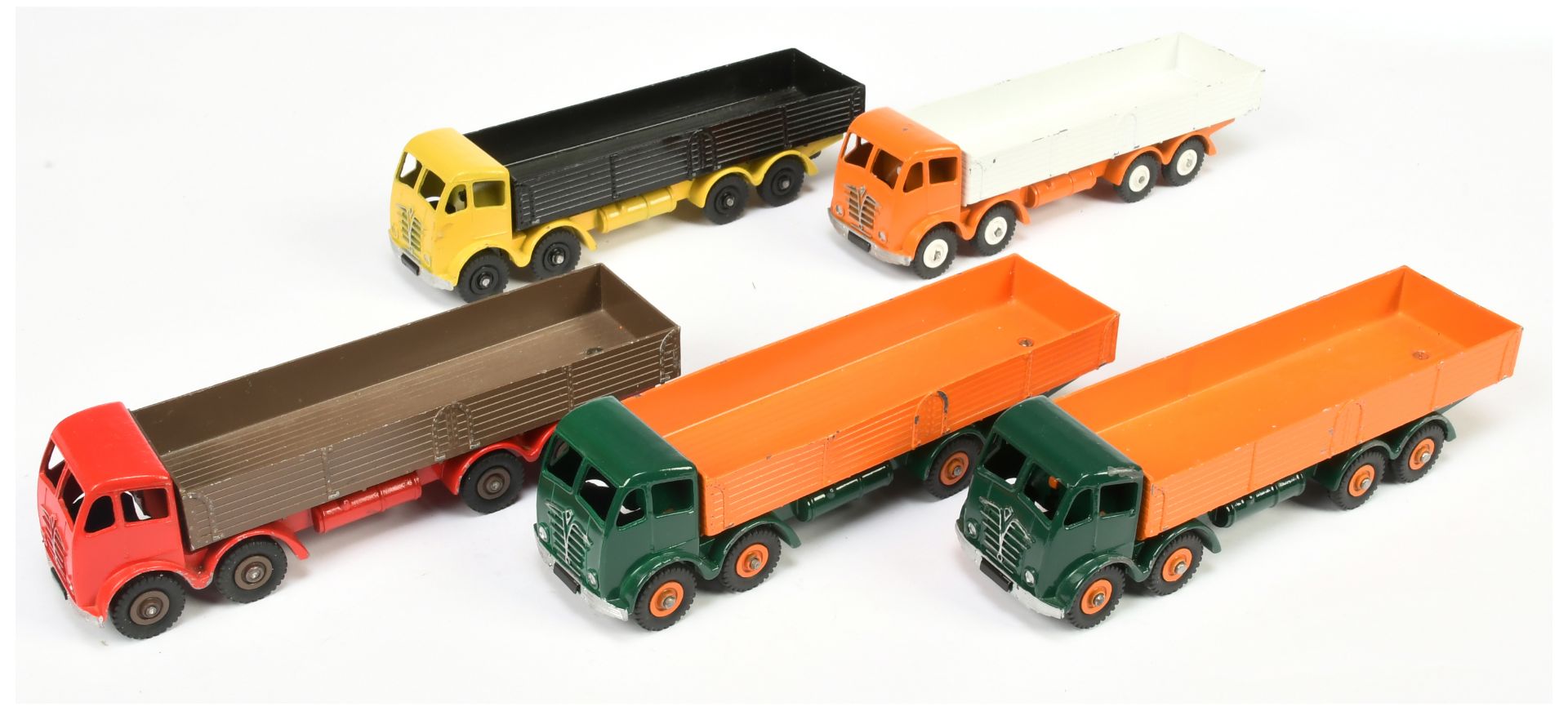 Dinky Toys Unboxed Group of Foden (type 2) Diesel wagons To Include - Orange and white, Yellow an...