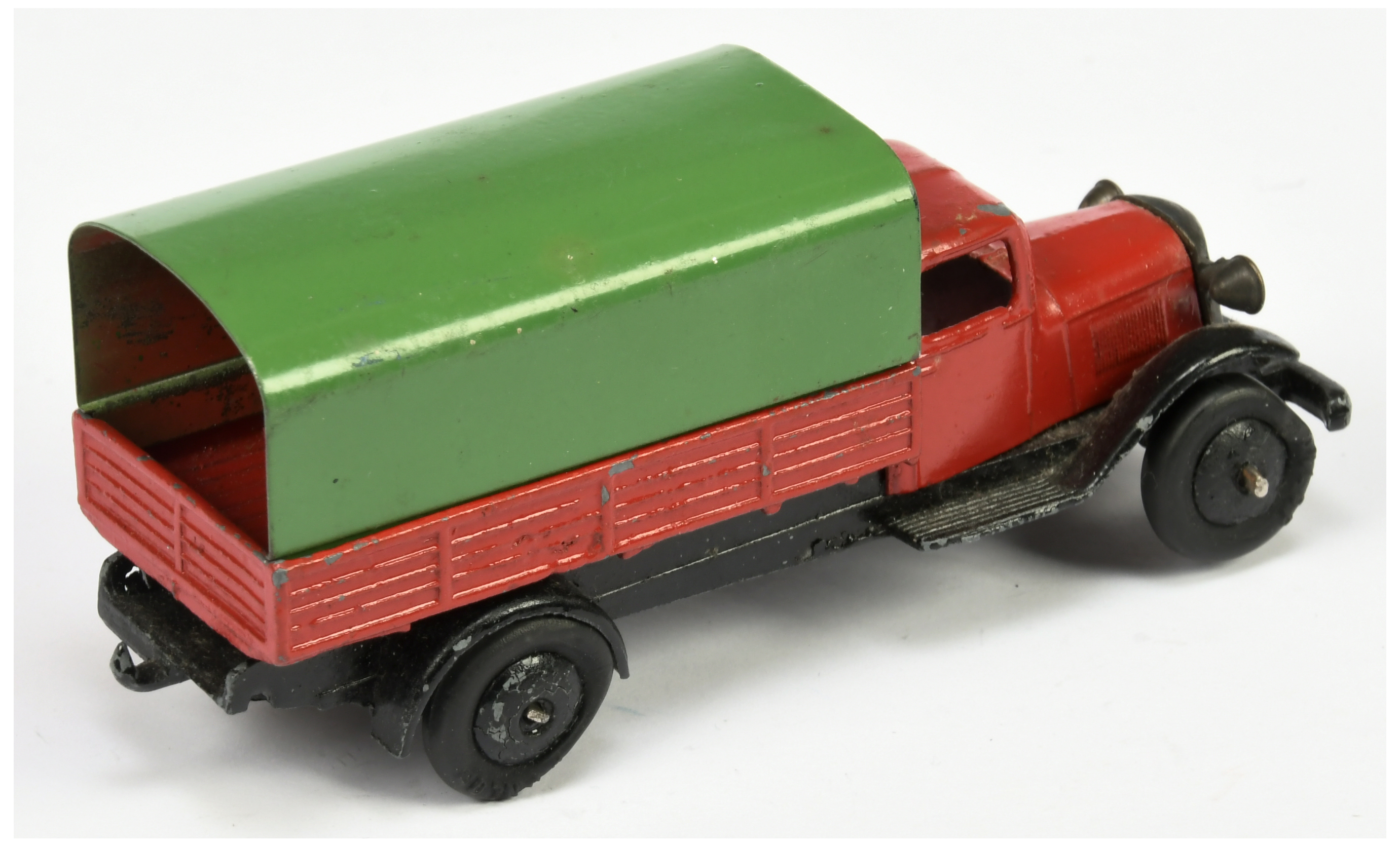French Dinky Toys Pre-War 25B Covered Wagon  - Red body, black chassis and smooth hubs with corre... - Image 2 of 3