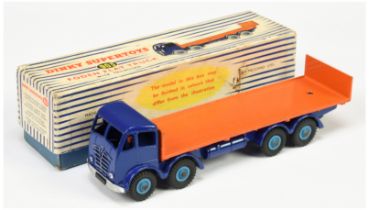 Dinky Toys 903 Foden (type 2) Flat Truck With Tailboard - Blue cab and chassis, orange back, mid-...