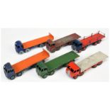 Dinky Toys Unboxed Group of Foden (type 2) Flat Trucks To Include - Blue and orange with tailboar...
