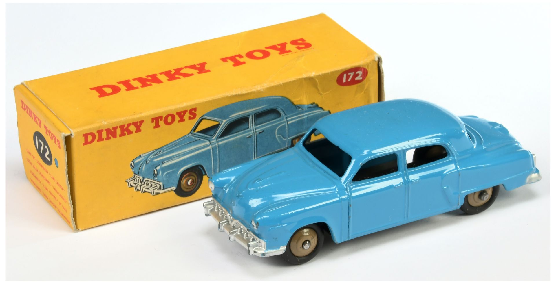 Dinky Toys 172 Studebaker Land Cruiser - Mid-blue body, silver trim and fawn rigid hubs - Excelle...