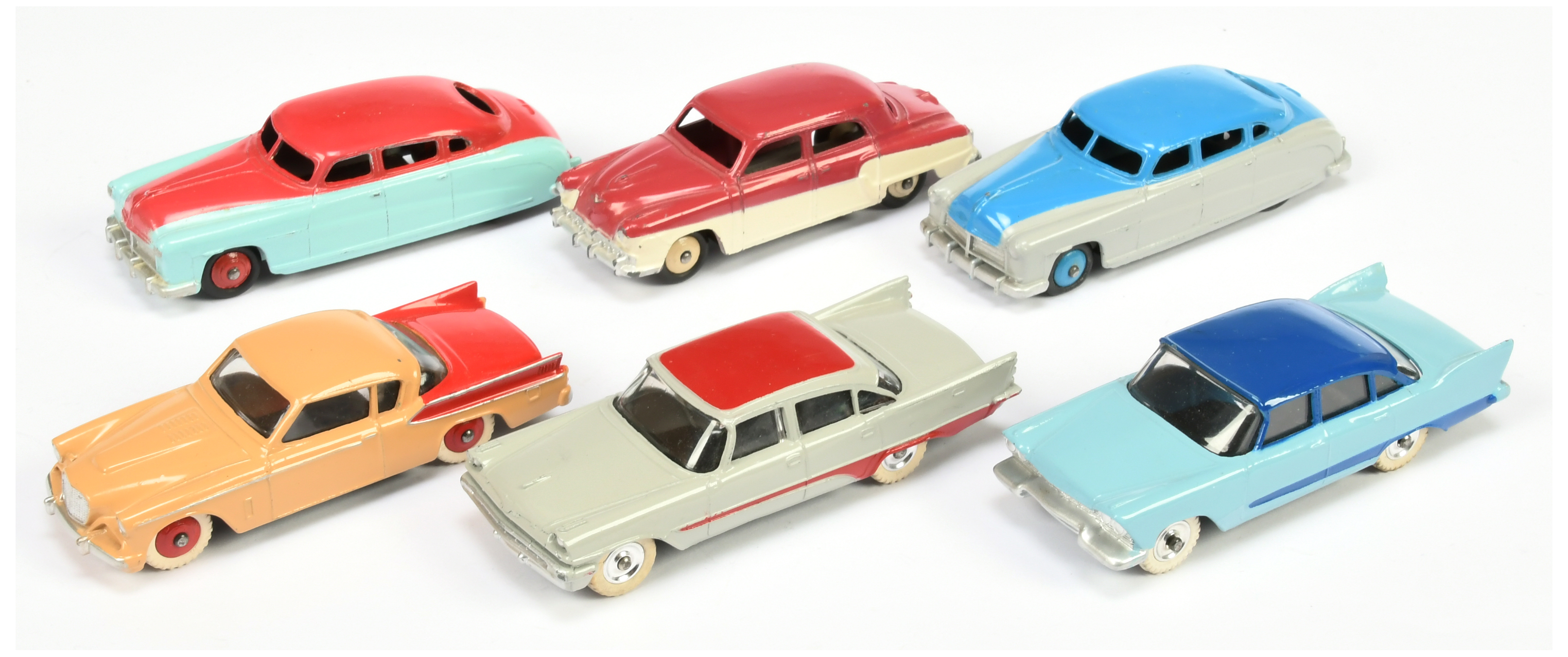 Dinky Toys Unboxed Group To Include Plymouth Plaza - Two-Tone blue, De Soto Fireflite - Grey and ...