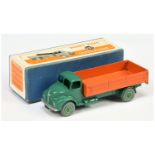 Dinky toys 532 Leyland Comet With Hinged tailboard - Green cab and chassis, orange back, mid-gree...