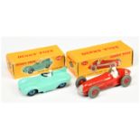 Dinky Toys 232  Alfa Romeo racing Car - red body and rigid hubs, silver grille and 238 Jaguar Typ...
