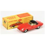 Dinky Toys 120 Jaguar Type E Sports Car - Red body, black detectable hood, silver lights, chrome ...