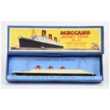 Dinky Toys Pre-War 52 Cunard White Star "Queen Mary" Liner - White, black and red with 2 X Masts ...