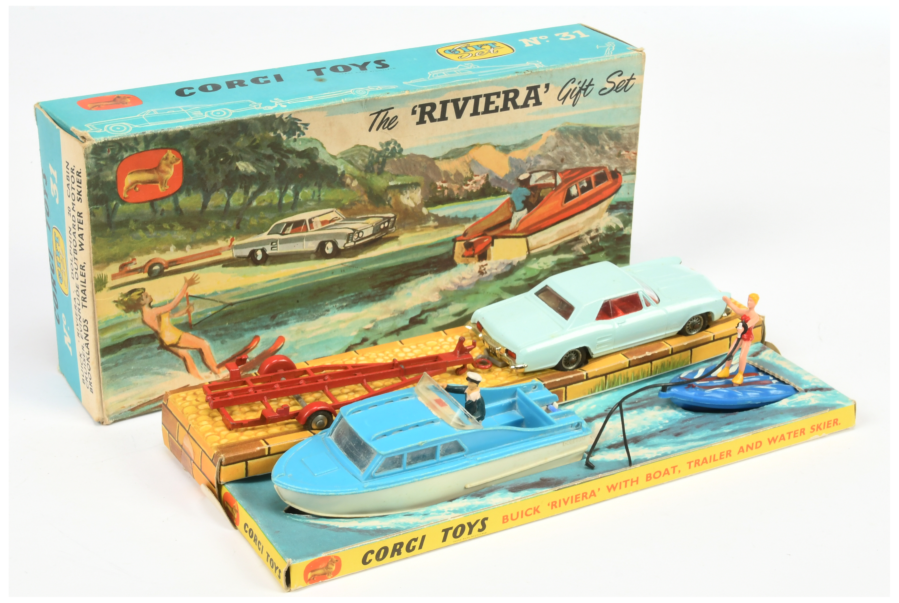 Corgi Toys GS31 "Riviera" Gift Set to include Buick Rivera - Light Blue, red interior, chrome tri...