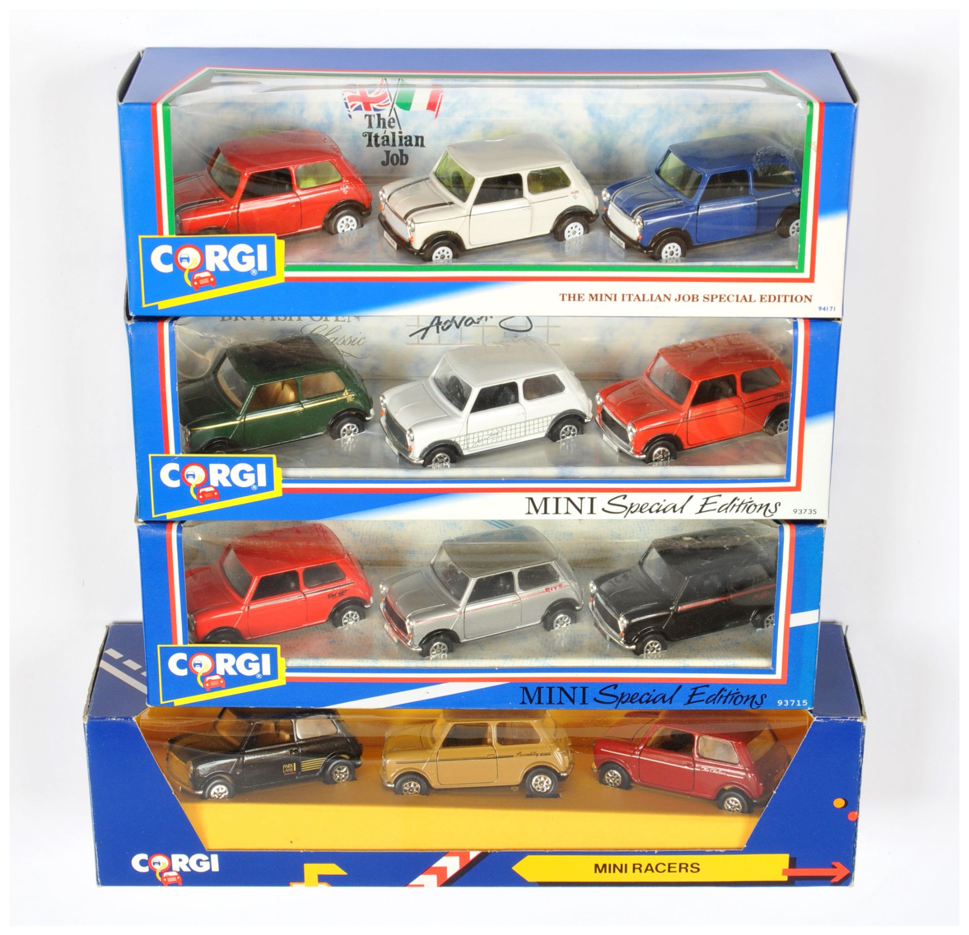 Corgi 3-Piece Mini Sets group Of 4 To include (1)94171 "The Italian Job" , (2) 97315 Specials edi...