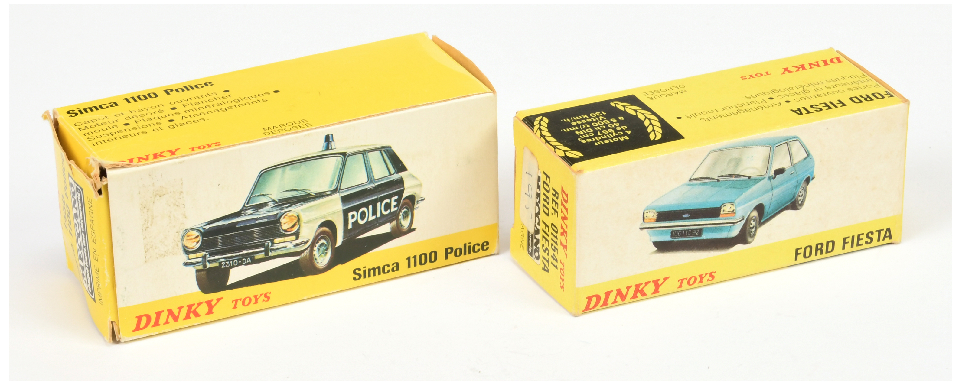 Spanish Dinky Toys Empty boxes A Pair - (1) 1450 Simca 1100 "Police" and (2) 011541 Ford Fiesta S...