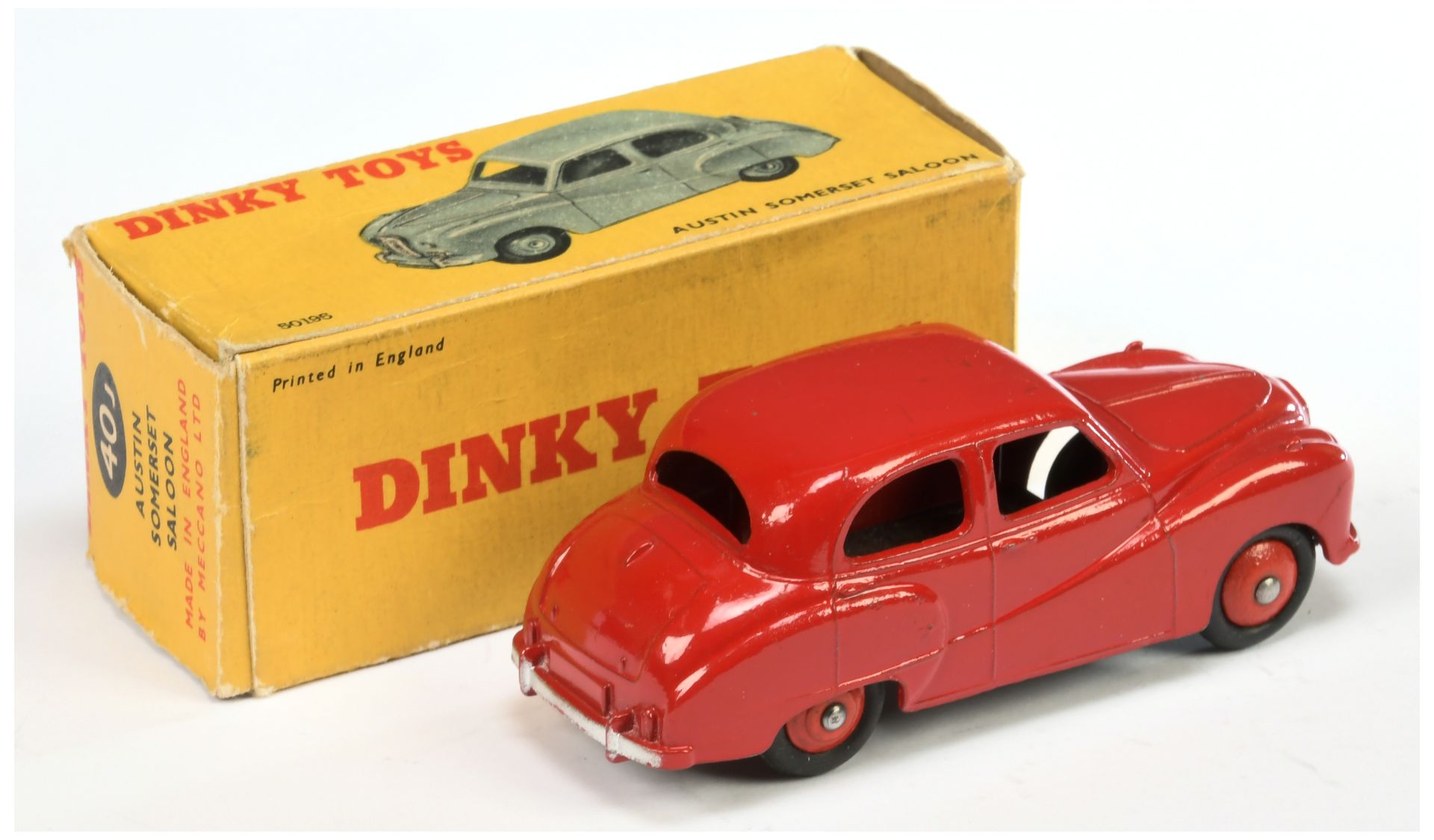 Dinky Toys 40J Austin Somerset Saloon - Red body and rigid hubs with smooth tyres, silver trim an... - Image 2 of 2