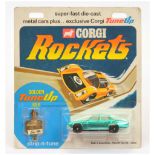 Corgi Toys Rockets D902 Jaguar XJ6 Saloon - Metallic Green, white interior and clear windows with...