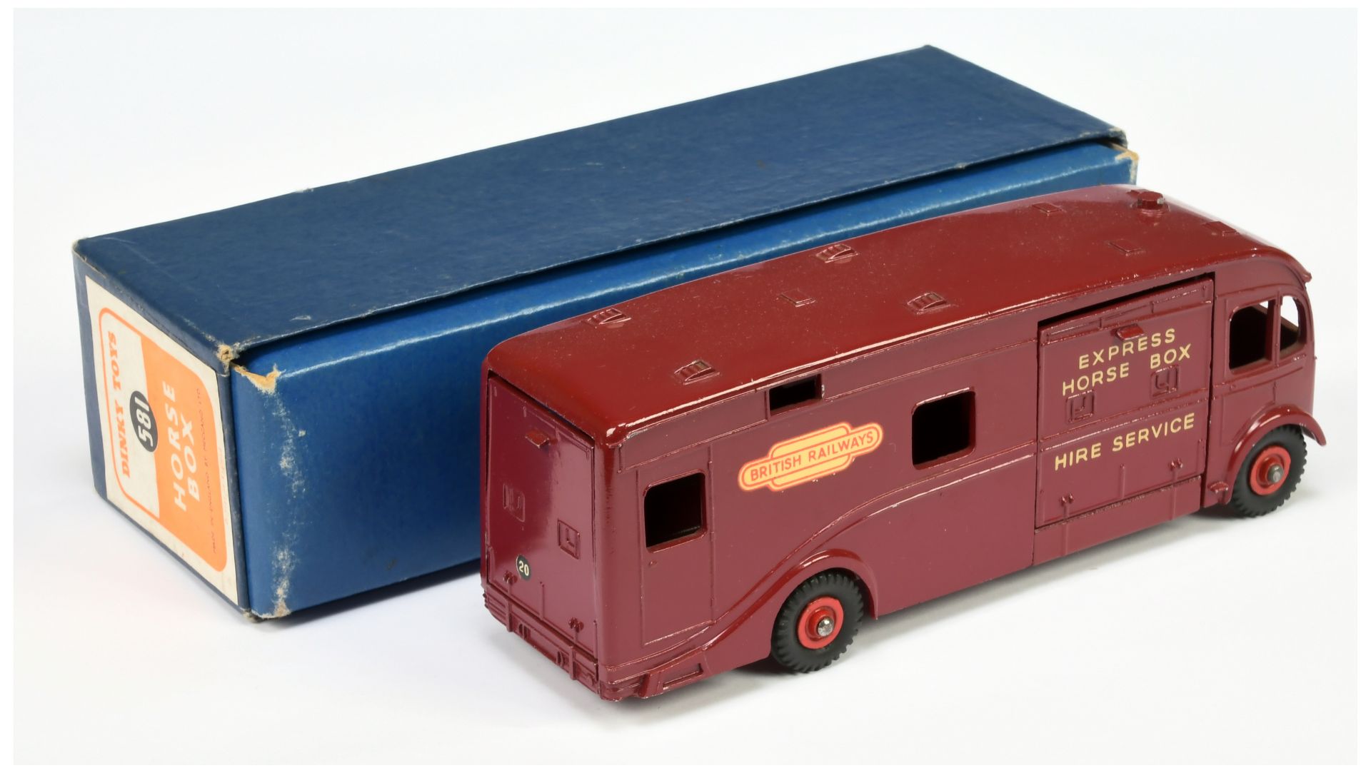 Dinky toys 581 Horse Box "British Railways Express Hire Service" - Maroon body, red supertoy hubs... - Image 2 of 2