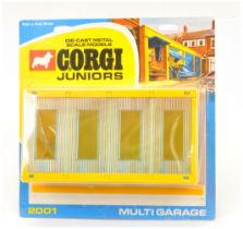 Corgi Toys Juniors 2001 Multi- Garage - Plastic made yellow building with 4 X blue opening front ...