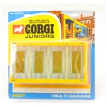 Corgi Toys Juniors 2001 Multi- Garage - Plastic made yellow building with 4 X blue opening front ...