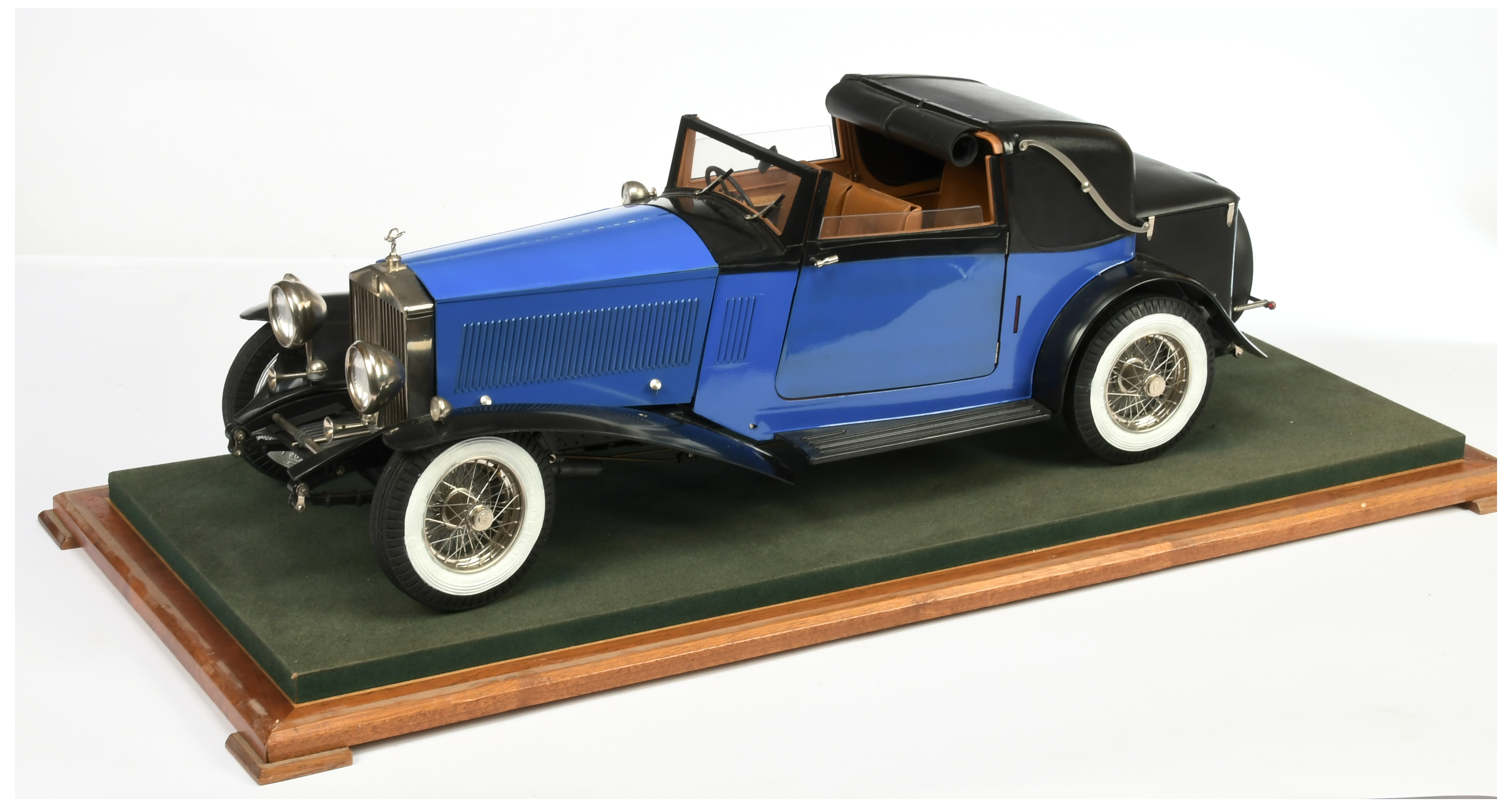 Pocher (1/8th) Rolls Royce Phantom II Sedanca Coupe 1932 - finished in metallic blue, black hood ...