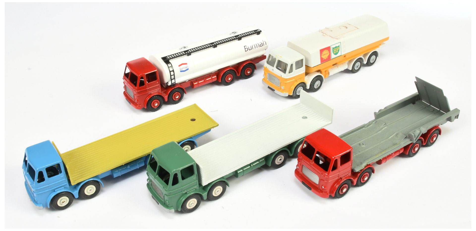 Dinky Toys Unboxed Group of Leyland Octopus wagons and Tankers To Include - "Burmah", Flat Truck ...