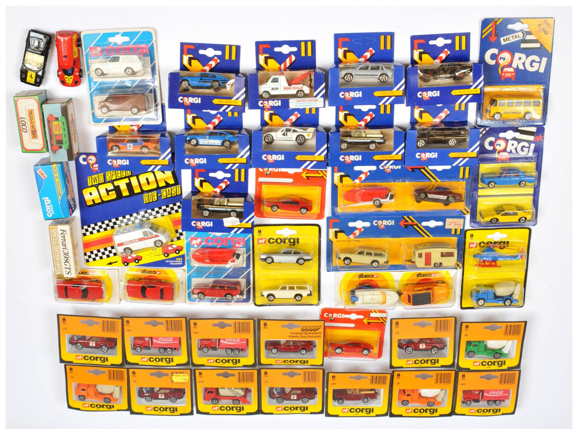 Corgi Toys Juniors Group Of 40 To Include - J3 Triumph TR7 Sports Car, 202 Mercedes with boat on ...