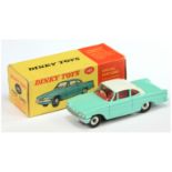 Dinky Toys 143 Ford Capri - Turquoise, white roof, red interior, silver and chrome spun hubs 
