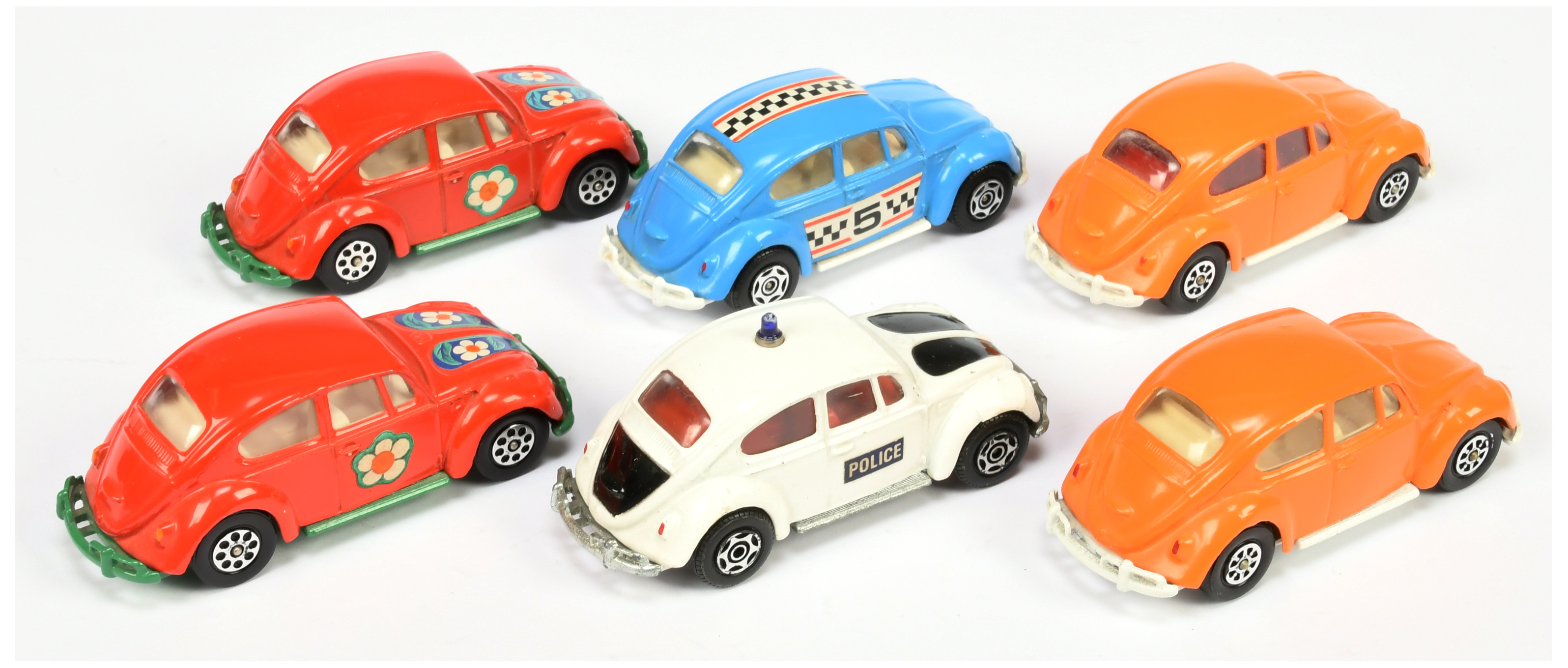 Corgi Toys Unboxed Whizzwheels group Of 6 Volkswagen Saloons (Beetle) To Include (1) "Police" - B... - Image 2 of 2