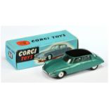 Corgi Toys 210 Citroen DS19 - Metallic Green, black roof, silver trim and flat spun hubs