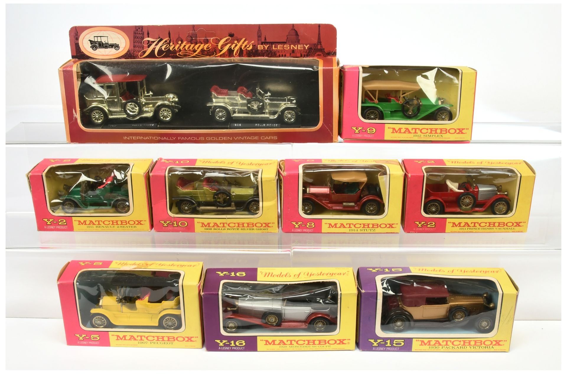 Matchbox Models Of Yesteryear A Group To include - Y5 Peugeot 1907, Y15 Packard Victoria, 2-Piece...