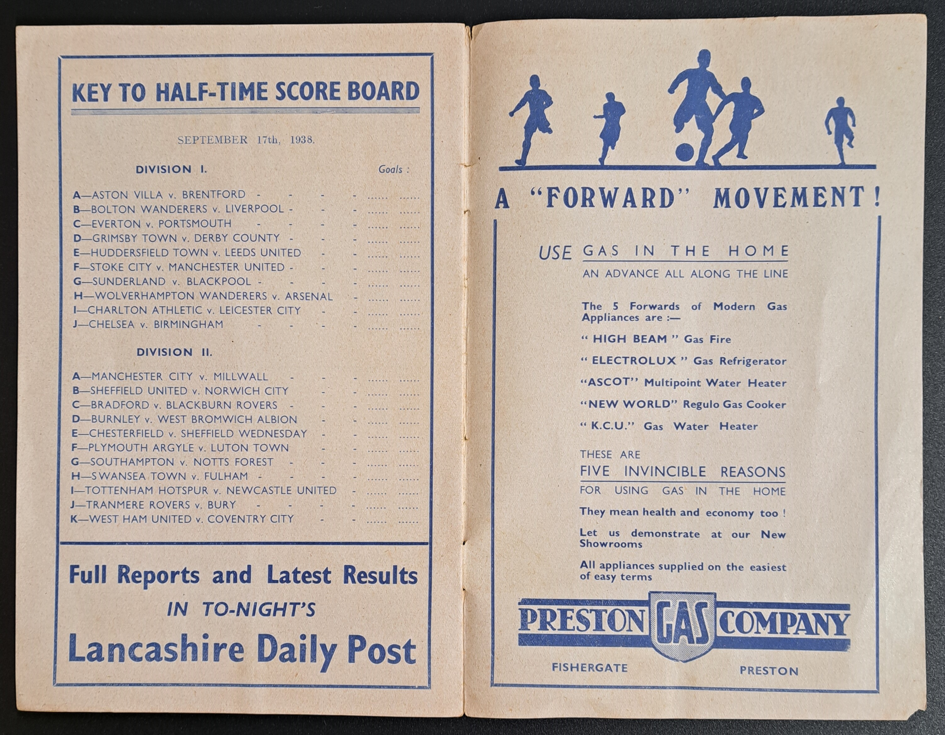 Preston North End V Middlesbrough 1938 Pre-War (2nd World War) Football Programme - Image 9 of 9